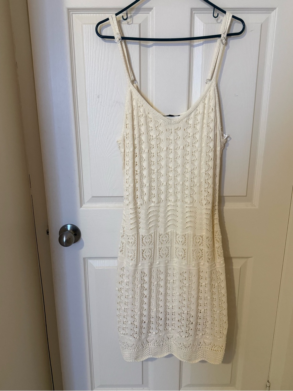Lily Morgan Cream Crochet Spaghetti-Strap Dress